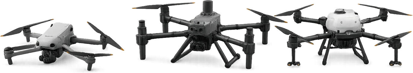 HobiTech drone lineup — camera, enterprise mapping, and agriculture spraying drones
